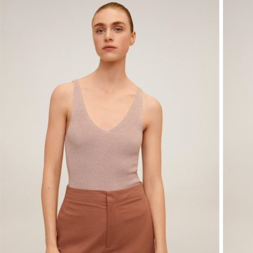 Salmon Pink knit top Mango S NWT